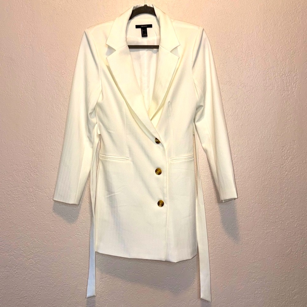 Forever 21 double breast jacket dress off white sz Small